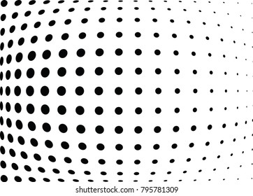 Abstract halftone wave dotted background. Futuristic twisted grunge pattern, dot, circles.  Vector modern optical pop art texture for posters, business cards, cover, labels mock-up, stickers layout