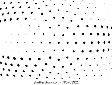 Abstract halftone wave dotted background. Futuristic twisted grunge pattern, dot, circles.  Vector modern optical pop art texture for posters, business cards, cover, labels mock-up, stickers layout