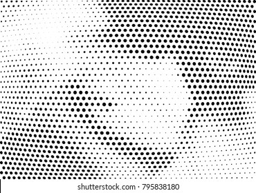 Abstract halftone wave dotted background. Futuristic twisted grunge pattern, dot, circles.  Vector modern optical pop art texture for posters, business cards, cover, labels mock-up, stickers layout