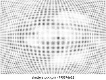 Abstract halftone wave dotted background. Futuristic twisted grunge pattern, dot, circles.  Vector modern optical pop art texture for posters, business cards, cover, labels mock-up, stickers layout