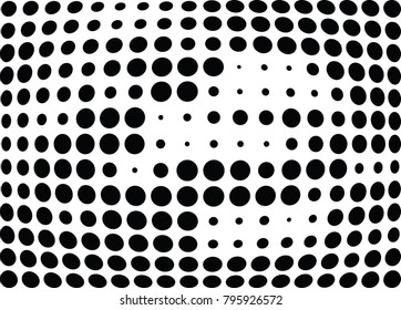 Abstract halftone wave dotted background. Futuristic twisted grunge pattern, dot, circles.  Vector modern optical pop art texture for posters, business cards, cover, labels mock-up, stickers layout