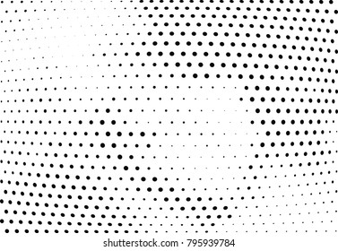 Abstract halftone wave dotted background. Futuristic twisted grunge pattern, dot, circles.  Vector modern optical pop art texture for posters, business cards, cover, labels mock-up, stickers layout
