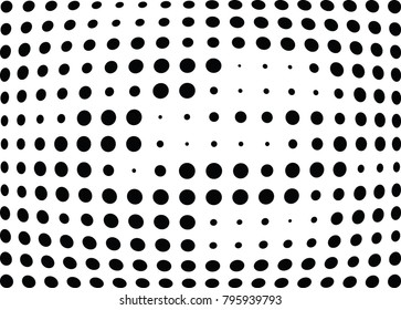 Abstract halftone wave dotted background. Futuristic twisted grunge pattern, dot, circles.  Vector modern optical pop art texture for posters, business cards, cover, labels mock-up, stickers layout
