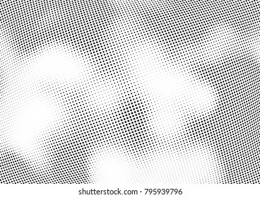 Abstract halftone wave dotted background. Futuristic twisted grunge pattern, dot, circles.  Vector modern optical pop art texture for posters, business cards, cover, labels mock-up, stickers layout