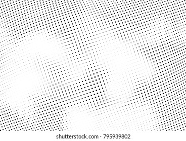 Abstract halftone wave dotted background. Futuristic twisted grunge pattern, dot, circles.  Vector modern optical pop art texture for posters, business cards, cover, labels mock-up, stickers layout