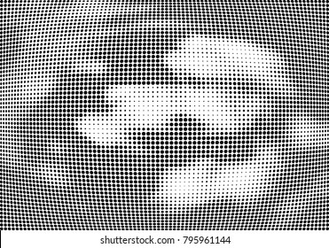 Abstract halftone wave dotted background. Futuristic twisted grunge pattern, dot, circles.  Vector modern optical pop art texture for posters, business cards, cover, labels mock-up, stickers layout