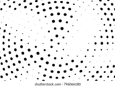 Abstract halftone wave dotted background. Futuristic twisted grunge pattern, dot, circles.  Vector modern optical pop art texture for posters, business cards, cover, labels mock-up, stickers layout