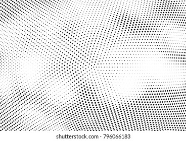 Abstract halftone wave dotted background. Futuristic twisted grunge pattern, dot, circles.  Vector modern optical pop art texture for posters, business cards, cover, labels mock-up, stickers layout