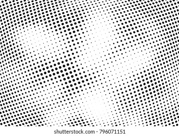 Abstract halftone wave dotted background. Futuristic twisted grunge pattern, dot, circles.  Vector modern optical pop art texture for posters, business cards, cover, labels mock-up, stickers layout