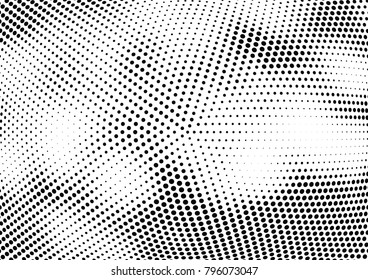 Abstract halftone wave dotted background. Futuristic twisted grunge pattern, dot, circles.  Vector modern optical pop art texture for posters, business cards, cover, labels mock-up, stickers layout