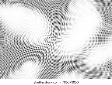 Abstract halftone wave dotted background. Futuristic twisted grunge pattern, dot, circles.  Vector modern optical pop art texture for posters, business cards, cover, labels mock-up, stickers layout