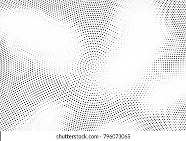 Abstract halftone wave dotted background. Futuristic twisted grunge pattern, dot, circles.  Vector modern optical pop art texture for posters, business cards, cover, labels mock-up, stickers layout