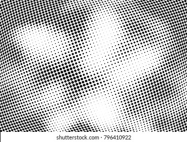 Abstract halftone wave dotted background. Futuristic twisted grunge pattern, dot, circles.  Vector modern optical pop art texture for posters, business cards, cover, labels mock-up, stickers layout