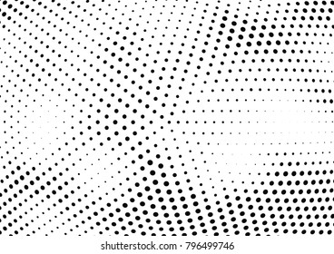 Abstract halftone wave dotted background. Futuristic twisted grunge pattern, dot, circles.  Vector modern optical pop art texture for posters, business cards, cover, labels mock-up, stickers layout
