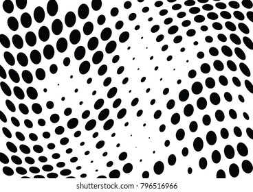 Abstract halftone wave dotted background. Futuristic twisted grunge pattern, dot, circles.  Vector modern optical pop art texture for posters, business cards, cover, labels mock-up, stickers layout