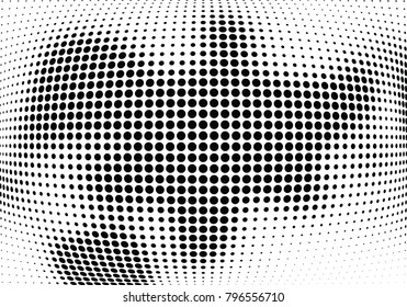 Abstract halftone wave dotted background. Futuristic twisted grunge pattern, dot, circles.  Vector modern optical pop art texture for posters, business cards, cover, labels mock-up, stickers layout