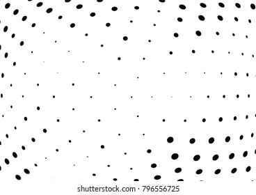 Abstract halftone wave dotted background. Futuristic twisted grunge pattern, dot, circles.  Vector modern optical pop art texture for posters, business cards, cover, labels mock-up, stickers layout