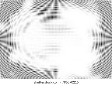 Abstract halftone wave dotted background. Futuristic twisted grunge pattern, dot, circles.  Vector modern optical pop art texture for posters, business cards, cover, labels mock-up, stickers layout