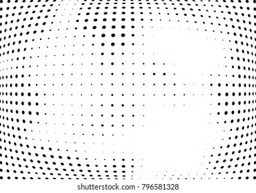 Abstract halftone wave dotted background. Futuristic twisted grunge pattern, dot, circles.  Vector modern optical pop art texture for posters, business cards, cover, labels mock-up, stickers layout