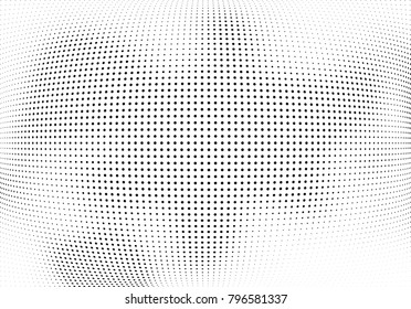 Abstract halftone wave dotted background. Futuristic twisted grunge pattern, dot, circles.  Vector modern optical pop art texture for posters, business cards, cover, labels mock-up, stickers layout