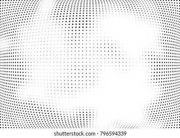 Abstract halftone wave dotted background. Futuristic twisted grunge pattern, dot, circles.  Vector modern optical pop art texture for posters, business cards, cover, labels mock-up, stickers layout