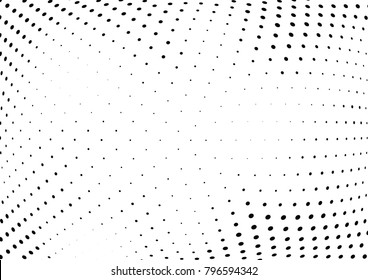 Abstract halftone wave dotted background. Futuristic twisted grunge pattern, dot, circles.  Vector modern optical pop art texture for posters, business cards, cover, labels mock-up, stickers layout
