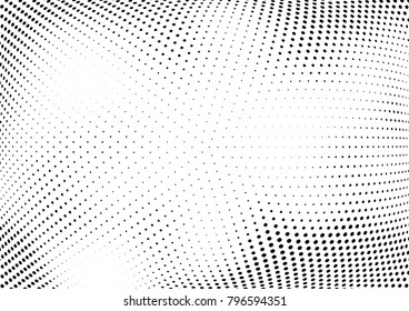 Abstract halftone wave dotted background. Futuristic twisted grunge pattern, dot, circles.  Vector modern optical pop art texture for posters, business cards, cover, labels mock-up, stickers layout