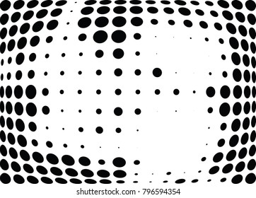 Abstract halftone wave dotted background. Futuristic twisted grunge pattern, dot, circles.  Vector modern optical pop art texture for posters, business cards, cover, labels mock-up, stickers layout