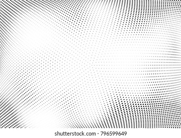 Abstract halftone wave dotted background. Futuristic twisted grunge pattern, dot, circles.  Vector modern optical pop art texture for posters, business cards, cover, labels mock-up, stickers layout