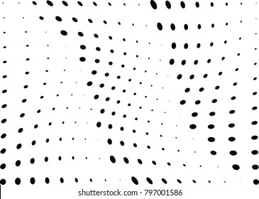Abstract halftone wave dotted background. Futuristic twisted grunge pattern, dot, circles.  Vector modern optical pop art texture for posters, business cards, cover, labels mock-up, stickers layout