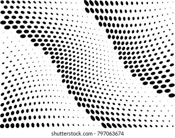Abstract halftone wave dotted background. Futuristic twisted grunge pattern, dot, circles.  Vector modern optical pop art texture for posters, business cards, cover, labels mock-up, stickers layout