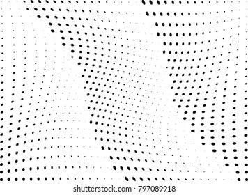 Abstract halftone wave dotted background. Futuristic twisted grunge pattern, dot, circles.  Vector modern optical pop art texture for posters, business cards, cover, labels mock-up, stickers layout