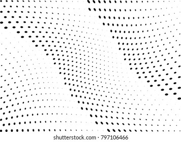 Abstract halftone wave dotted background. Futuristic twisted grunge pattern, dot, circles.  Vector modern optical pop art texture for posters, business cards, cover, labels mock-up, stickers layout