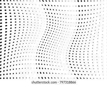 Abstract halftone wave dotted background. Futuristic twisted grunge pattern, dot, circles.  Vector modern optical pop art texture for posters, business cards, cover, labels mock-up, stickers layout