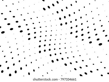 Abstract halftone wave dotted background. Futuristic twisted grunge pattern, dot, circles.  Vector modern optical pop art texture for posters, business cards, cover, labels mock-up, stickers layout