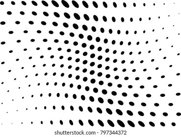 Abstract halftone wave dotted background. Futuristic twisted grunge pattern, dot, circles.  Vector modern optical pop art texture for posters, business cards, cover, labels mock-up, stickers layout