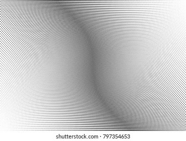Abstract halftone wave dotted background. Futuristic twisted grunge pattern, dot, circles.  Vector modern optical pop art texture for posters, business cards, cover, labels mock-up, stickers layout