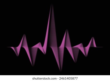 Abstract halftone wave element for design. Digital frequency track equalizer motion sound wave, heart pulse rhythm. Vector dotted curved wavy line on black background