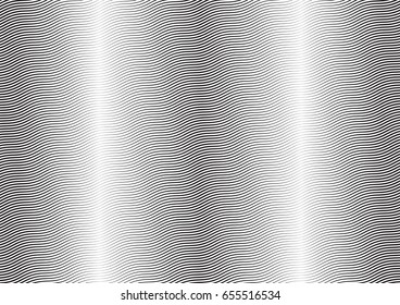 Abstract halftone wave line background. Monochrome pattern with varying line thickness.  Vector modern pop art texture for poster, sites, business cards, cover, postcard, design, labels, stickers.