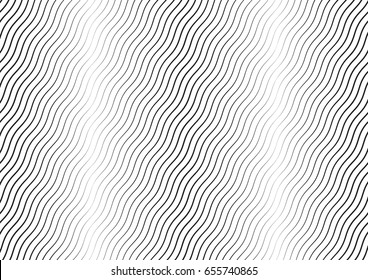 Abstract halftone wave line background. Monochrome pattern with varying line thickness.  Vector modern pop art texture for poster, sites, business cards, cover, postcard, design, labels, stickers.