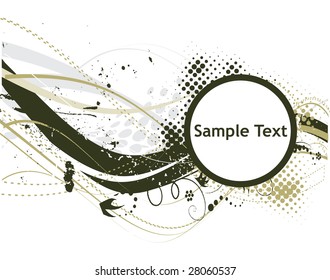 abstract halftone wave lines with floral sample text background