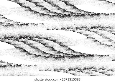 Abstract Halftone Wave Pattern with Black Dotted Texture on White Background