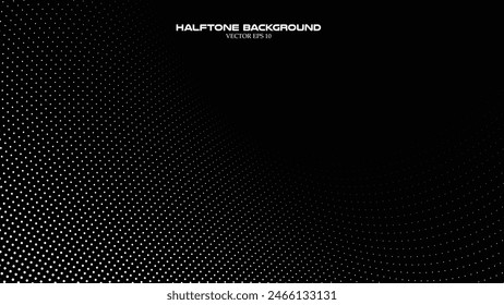 Abstract halftone wave pattern on the black background for backdrop or wallpaper