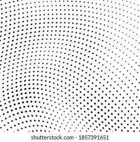 Abstract halftone wave. The texture is chaotic of black dots on a white background. Template for printing on business cards, badges, posters, icons