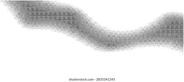 Abstract halftone wave. Vector background with dottted, gradient curve line on white backdrop