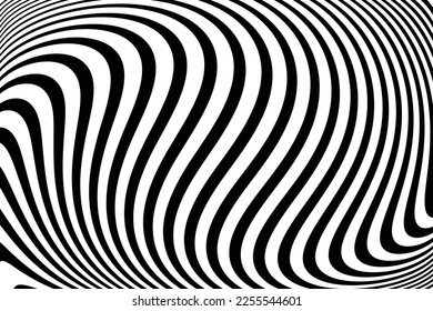 Abstract halftone wave vector optical pop art modern texture. Vector illustration of black and white pattern of abstract background lines.