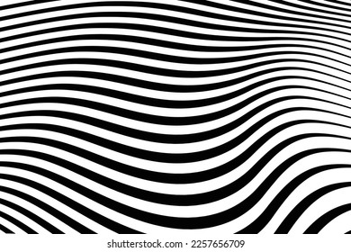 Abstract halftone wave vector optical pop art modern texture. Vector illustration of black and white pattern of abstract background lines.