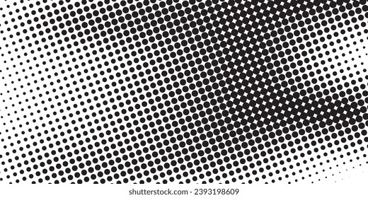 Abstract halftone waves dotted background. Futuristic twisted grunge pattern, dots, circles. Vector modern optical pop art texture for poster, business card, cover, label mock-up, dots halftonr