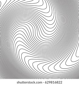 abstract halftone waves. wavy black lines on white. vector graphic background for design
