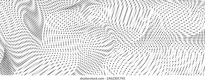 Abstract halftone wavy background, retro dot gradient, modern dynamic backdrop. Vector illustration.